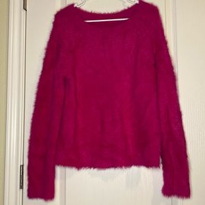 Bright pink fuzzy sweater